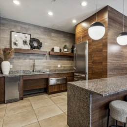 a kitchen with counters